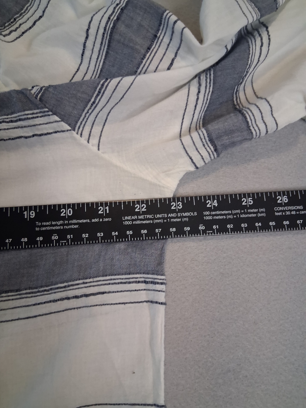 Sonoma Lifestyle XL White Blue Striped Peasant Blouse 100% Cotton 3/4 Sleeve Boh - Picture 6 of 8